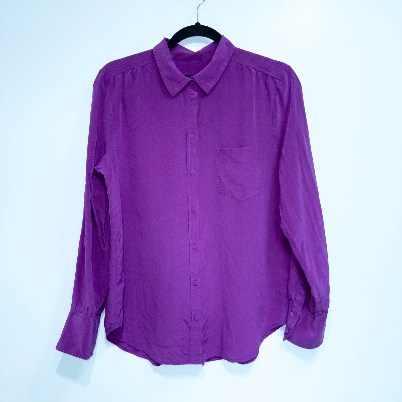 J. Crew Purple Re-Imagined Silk Button-Up Shirt Size 12